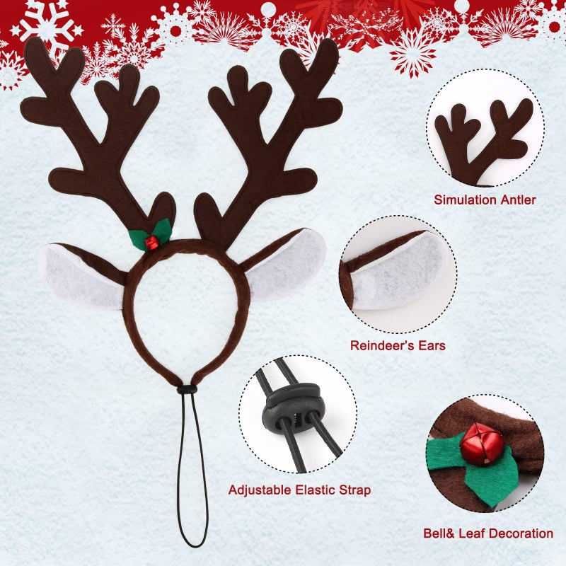 BWOGUE Dog Christmas Elk Reindeer Antlers Headbands Set Pet Christmas Costume Accessories Headwear for Medium Large Dogs - Image 3